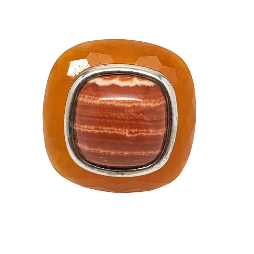 Whitney Kelly Sterling Silver Carnelian Dome Ring Size 11 #21413